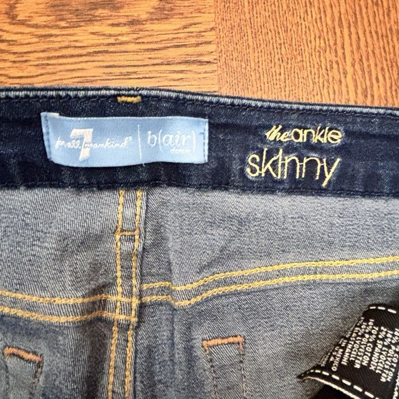 7 For All Mankind Jeans Womens 28 B(air) Ankle Skinny Dark Wash Blue Denim Logo - Picture 9 of 9